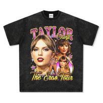 Personalized Swift Taylor Swift Printed Short Sleeve Vintage Washed Heavy Hip Hop Vintage Men's and Women's T-Shirt 0129 S įvairiaspalvis