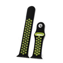 Sporty Two-tone Silicone Strap For Apple Watch Durable And Flexible Black Yellow,42mm