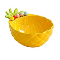 Cream-Style Fruit Serving Plate Reusable Ceramic Fruit Plate Ceramic Fruit Bowl  Desktop Decoration geltona