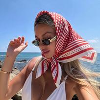 Scarf Luxury Square Hijab Headscarf Bandana Handkerchief Silk Scarves Woman Fashion Windproof Turban Headband Outdoor Wear 70x70cm gray