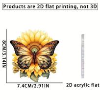 Striking Acrylic Sunflower Butterfly Ornament Perfect For Brightening Up Car Interiors