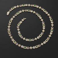 Prabangus geometrinės žvaigždės karoliai 6 mm ledinė grandinėlė spalvingi cirkoniai aukštos kokybės hip hopo smulkūs papuošalai unisex Brass+Zircon&Necklace 18inch(45.72cm) auksas