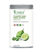 Klasikinė juodoji citrusinė arbata Earl Grey (100 g), Klasikinis Earl Grey Citrus juodas, arbatos dėžutė