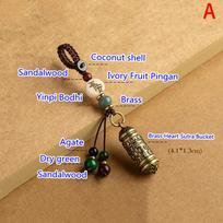 Brass Six Words Mantra Buddhist Car Keychain Pendant Handmade Diy Keyrings Gifts A