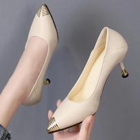 zapatos de mujer women classic beige leather high heel shoes for sexy party club lady cool black stiletto heels  ab692 35