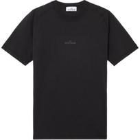 Stone Island Solid Color Letter Logo Crew Neck Slim Fit Raglan Short Sleeve T-Shirt Men Tops Black K1S152100020S0080-V0029 S