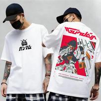 Japanese Anime Mobile Suit RX-78-2 Gundam Summer Short Sleeve Cotton Print T-shirts Men Women Harajuku Y2k Parent-child Tee Tops 4XL