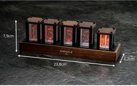 Bresser KIENZLE LED Nixie stalinis laikrodis – 1600 spalvų, medžio akcentai