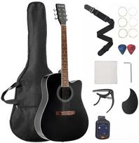 41 colio (104.1 cm) akustinė gitara, pradedantiesiems rinkinys su dėklu, juoda gitara suaugusiems, akustinių gitarų komplektas