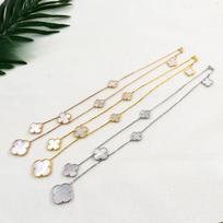 Irregular Size Mother-of-pearl Agate Six-flower Necklace Light Luxury High-end Women's Four-leaf Clover Necklace gold