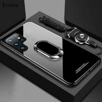 Tempered Glass Magnetic Ring Stand Holder Case For SAMSUNG S23 Ultra 5G S24 Shockproof Lanyard Back Cover For Galaxy S23 Plus FOR SM S21 juoda