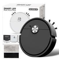 Mini robotas siurbėjas automobiliui, 3 viename įkraunamas šlavimo ir plovimo robotas, mažo triukšmo automatinis su keliais valymo režimais grindims, gyvūnų plaukams, kilimams Battery juoda