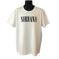Nirvana Mens T-shirt Large White Classic Logo Graphic Print Rock Wear M beige