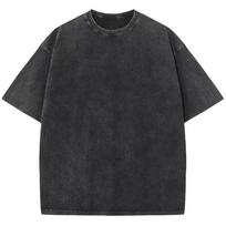 Vintažiniai Rūgštimi skalauti Oversized Drop Shoulder Sunkūs Gatvės Stiliaus Juodi Marškinėliai S įvairiaspalvis