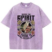 Where The Spirit There Is Freedom Tshirt Men Breathable Sweat Clothing Fashion Tee Clothes Oversized Cotton T-Shirts S
