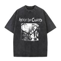 Limited Rock Band Alice in Chains Washed Vintage T Shirt Men Women Gothic Punk Pop Music T Shirts Men's Retro Oversized T-shirts S įvairiaspalvis
