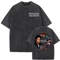 Michael Jackson King of Pop MJ Fan Washed T Shirts Men Women Fashion Gothic Vintage Style T-shirt Casual Loose Oversized T-shirt S įvairiaspalvis