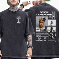 90s Vintage XXXTentacion Album 2026 Washed T Shirt Rap Men's Hip Hop Gothic Short Sleeve T-shirt Man Punk Fans Clothing T-shirts S