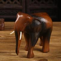 Thai Craft Solid Wood Elephant Carving TV Cabinet Display Shelf Ornament Home Desktop Decorative Item