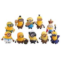 10 vnt. PVC mini figūrėlių žaislų rinkinys, Minionai modeliai, Veiksmo figūrėlės kolekcionuojami daiktai, Gimtadienio dovana vaikams