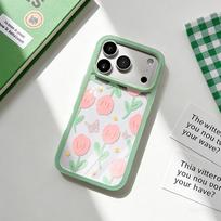 Pink tulip transparent phone case for Apple 17Promax anti-drop iPhone16/15 protective case 14 apple 11