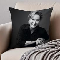 M-Meryl Streep Cushion Cover Pillowcase Anti-Dustmite Invisible Zipper Short Plush Sofa Cushion Peach skin 18*18(CM)-1Pcs
