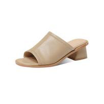 Shoes for Women 2024 Black Job Woman Slippers with Heel Slides Open Toe Sandals Leather Summer B Shoe on Offer Casual Non Slip W 35