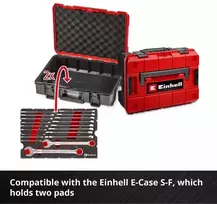 „Einhell“ įrankių vežimėlis „E-CASE“ putplasčio įdėklas plokštiėji-repkės raktai 19 vnt.
