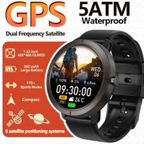 2026 GPS Smart Watch 1.32  AMOLED 5ATM Waterproof 170 Sport Modes Compass Multiple Dials Health Monitoring BT Call Smart Watch Black Silicone