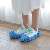 Single Chenille Mop Wipe Slippers Shoes Lazy Shoe Mop Caps Set mėlyna
