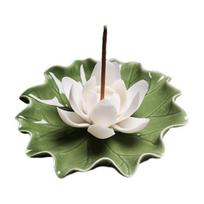 Ceramic Lotus Incense Stick Holder Decorative Water Lily Flower Leaf Base Incense Burner Yoga Meditation Temple Home Office Ornament balta