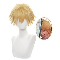 Grandininio pjūklo žmogus Denji Cosplay kostiumas Perukas Vyriškas Anime Helovinas Auksiniai trumpi plaukai KTB white