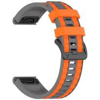 QuickFit Silicone Watch Band For Garmin Fenix 8 PRO 8x 8 E 7 7X/Forerunner 970/Epix Pro/Enduro 3 Tactix 8 26mm 22mm Sports Strap QuickFit 22mm pilka/oranžinė