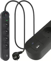 ART FU910 4 gniazda-16A-USB A+C-3.4A-szybka kroviklis-juoda-1,5m-3x1,5mm2
