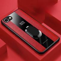 For iPhone 17E 17 E Magnetic Ring Stand Cover For Apple iPhone 17E Luxury PU Leather Soft Silicone Shockproof Cover Bumper For iPhone 17E raudona