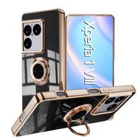Žiedo laikiklis Telefono dėklas Sony Xperia 1 VIIi Magnetinis Galvanizuotas Atsparus smūgiams Apsauginis Dangtelis Sony Xperia 1 VIIi Xperia 1 VIII juoda