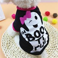 Striking Black And Orange Halloween Pet Dog T-shirt With Charming Cartoon Design For Pets XS