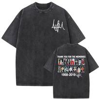 Michael Jackson Thank You for The Memories Cover T Shirts Men Women Harajuku Vintage Washed T Shirts Summer Loose O-Neck T-shirt S įvairiaspalvis