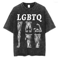 Men's T Shirts LGBTQ Legs Glutes Biceps Triceps Quads Oversized Shirt Cotton Vintage Washed T-shirt For Men Women Streetwear 0420-3 S įvairiaspalvis