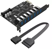 „Orico PVU3 PCI-E 7x USB 3.0“ išplėtimo plokštė staliniams kompiuteriams - Juodas