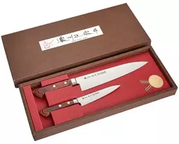 Satake Cutlery Mfg Japoniškų peilių rinkinys Satake Shirogami su raudonmedžio rankena