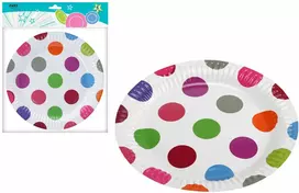 Ravi Decor Party Deco LGP apvalus popierinės lėkštės rožinė taškeliai 18 cm 6 vnt. 20 x 2 x 25,7 (12182 modelis)