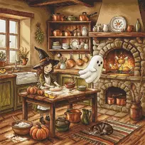 Ava Stitch Kryželių siuvinėjimo rinkinys „Rudens magijos virtuvė“ 31,75×31,75 cm