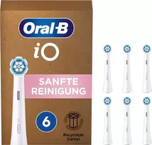 Dantų šepetėlis „Oral-B iO“ serijos dantų šepetėliai „Gentle Care“ – balti – 6 dantų šepetėlių pakuotė