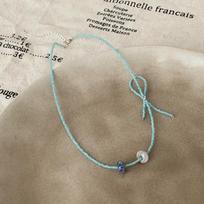 Design Donut Millet Beads Bow Necklace Women'S Fresh Fashion Temperament Elegant Versatile Neck Chain Collarbone Chain