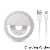LED žiedinė lempa asmenukėms, įkraunama per USB, mobiliojo telefono objektyvas, lempa iPhone, Samsung, Xiaomi, Huawei BLANC