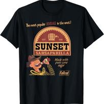 Fallout Video Game Sunset Sarsaparilla Vintage Ad T-Shirt S juoda