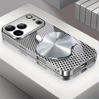 Metalinės tinklelio tekstūros stiklinis, galvanizuotas telefono dėklas, skirtas Apple, iPhone 17 16 15 14 13 12 11 Pro Max Plus 16E 17Air iPhone17 Pro Max gray