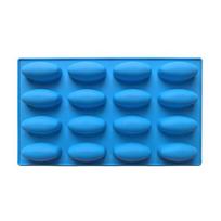 Silicone Baking Mold 16 Cavity Oval Chocolate Mold Non-Stick Freezer Oven Safe Dessert Mold Baking Supplies for Cake Jello Ice Cream šviesiai mėlyna spalva