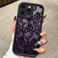 Phone Case For vivo V60 V50 V40 V30 V30e V29e V29 V27 V27e V25 V20 V21 X200 X100 X90 FE Lite Pro iQOO Z10 5G Black Purple Lace vivo V25 Pro 5G